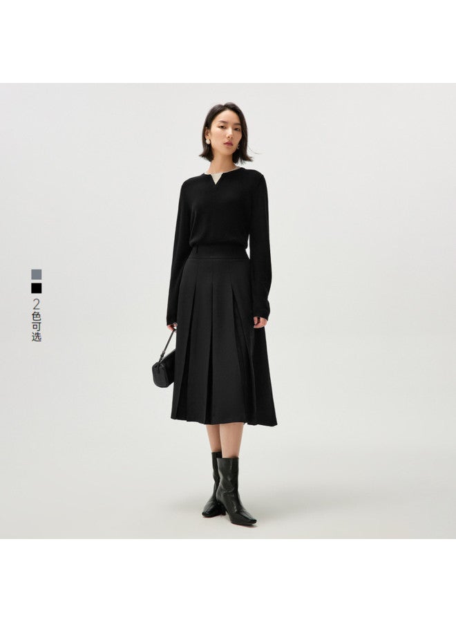 HLA تنورة عمل طويلة على شكل حرف A لخريف وربيع، تنورة متوسطة الطول أنيقة ومناسبة للنحافة - Image 3