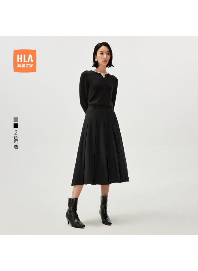 HLA تنورة عمل طويلة على شكل حرف A لخريف وربيع، تنورة متوسطة الطول أنيقة ومناسبة للنحافة - Image 2