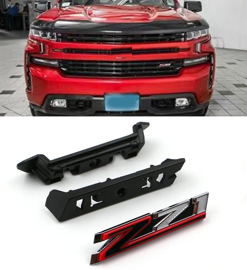 1 OEM Grille Z71 Front Emblem 3D Badge Compatible with 20192025 Silverado Tahoe Suburban RST 1500 HD 2500 HD 3500HD 84384428 Chrome Red