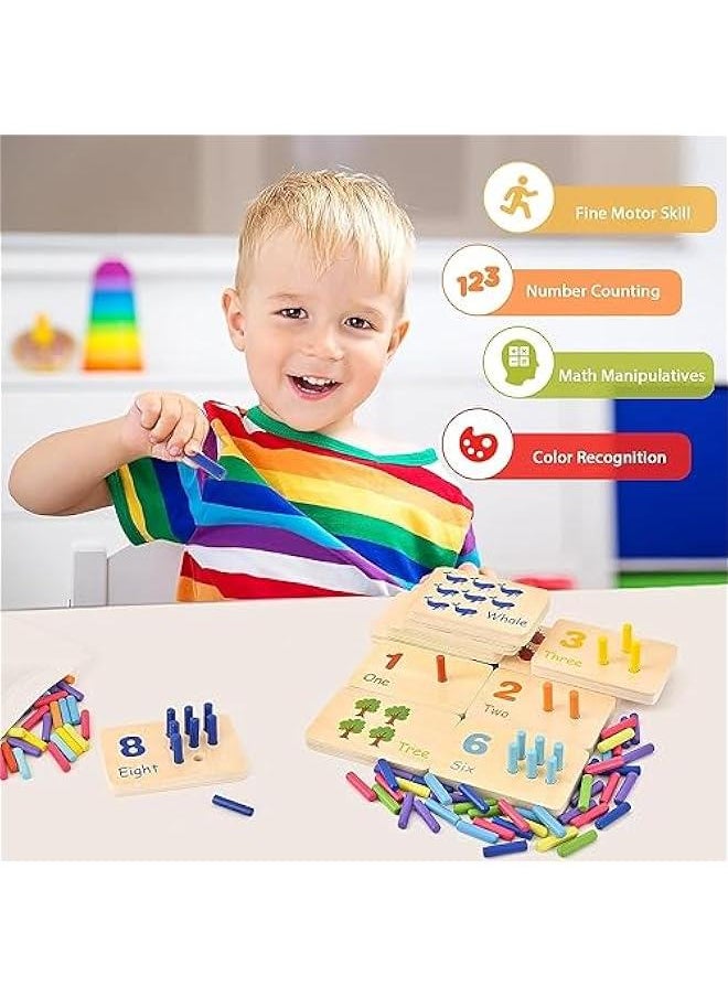 MIXDE - Wooden Counting Peg Board Kindergarten Math Manipulatives Number Counting Toys for Toddlers Learning Materials Montessori Educational Toys for 2 3 4 Year Old Boys Girls Gifts - Image 1