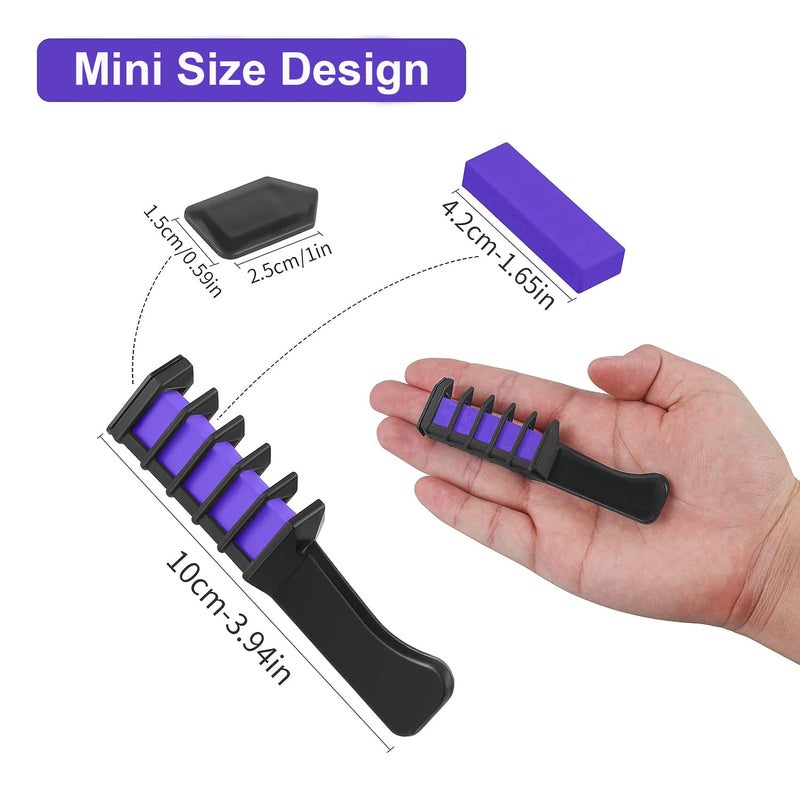 MSDADA New Hair Chalk Comb Temporary Bright Hair Color Dye for Girls Kids, Washable Hair Chalk for Girls Age 4 5 6 7 8 9 10 New Year Birthday Cosplay DIY Halloween, Christmas（Purple) - Image 3