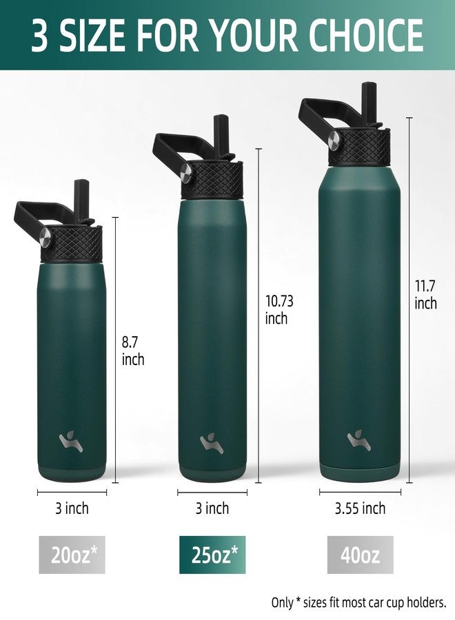 Konokyo 25oz Insulated Stainless Steel Water Bottle with Straw and 3 Lids, BPA-Free Sports Water Bottle,travel water bottle,Green - Image 5