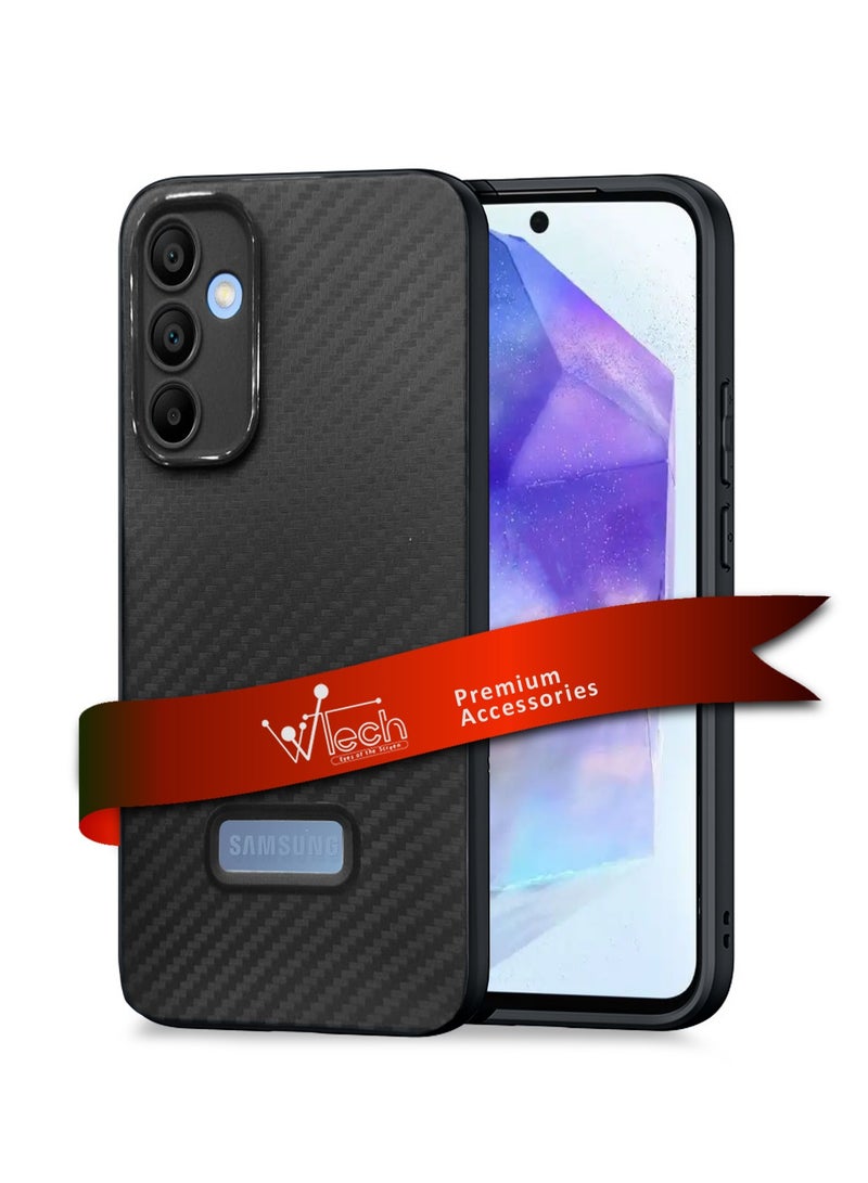 Wtech Soft Liquid Silicone Carbon Fiber Texture Case Cover For A55 5G 2024 Black - Image 1