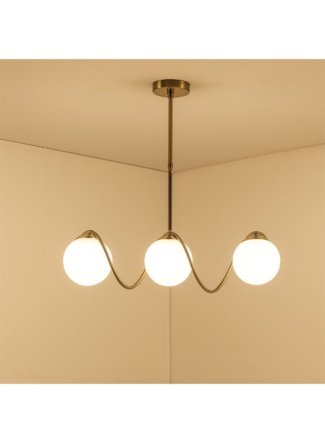Cluc Gold turned Globo di vetro Chandelier - 3 globes - Image 1
