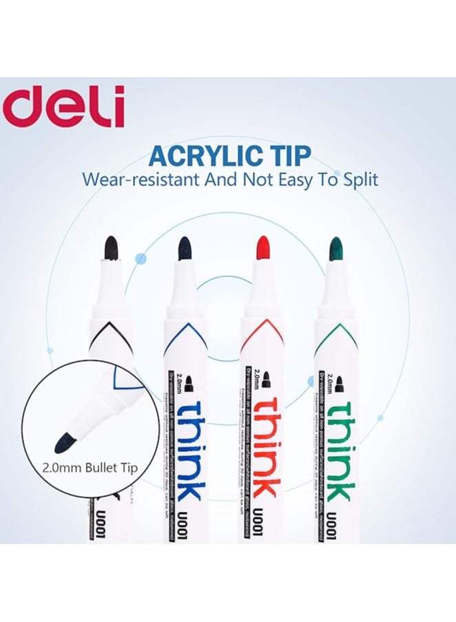 ديلي مجموعة أقلام تحديد السبورة البيضاء من ديلي، ألوان متنوعة، عبوة من 4 قطع، أسود وأزرق وأحمر وأخضر، برأس رصاصي - Image 2
