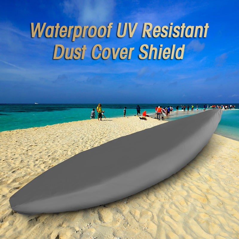 Waterproof Kayak Cover: 5.5m Grey, UV & Waterproof & Anti-dust - Adjustable Roll And Clip Closure, Easy To Operate Without Tools for Beach Or Backyard Storage - Image 2