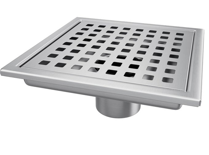 SQUARE SHOWER DRAIN SHOWER DRAIN 4 INCH WITH REMOVABLE GRATE COVER CORROSION RESISTANT AISI 304 STAINLESS STEEL SHOWER FLOOR DRAIN WITH HAIR CATCHER