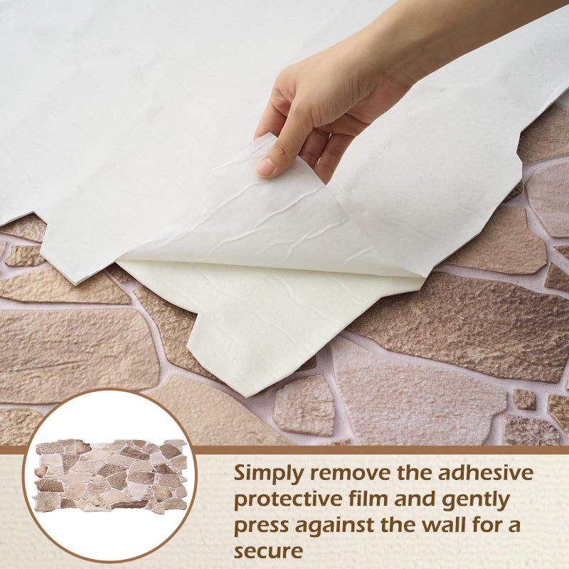Maasechs 12 Pack 38.6" x 18.9" Peel and Stick 3D Faux Stone Wall Panels PVC Lightweight Decorative Wall Tiles for Interior Accent Walls Living Room TV Background Fireplace Surround-Covers 55.6 Sq ft (5.16m2) - Image 3