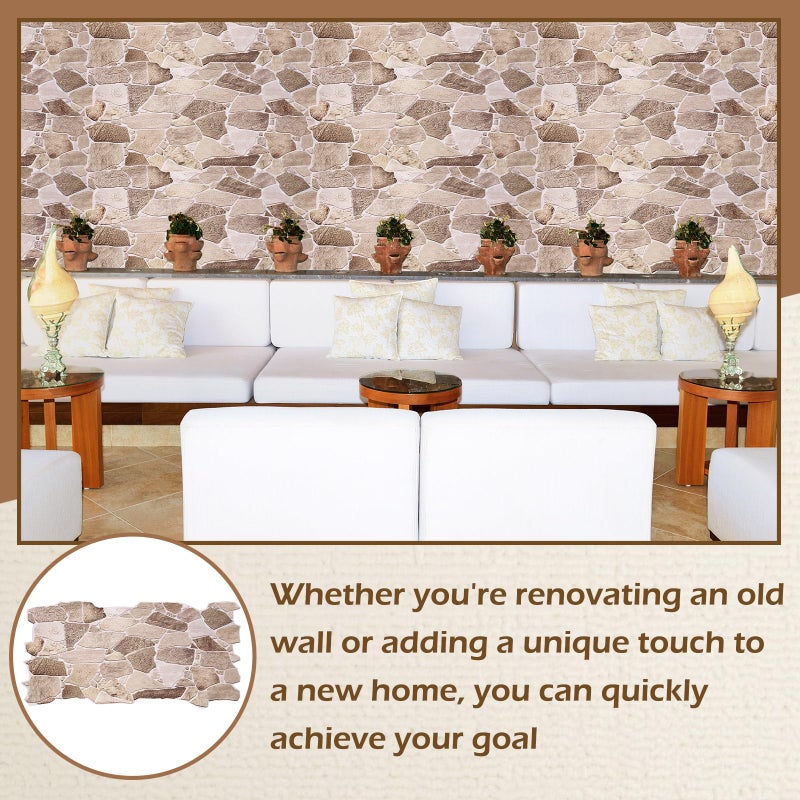 Maasechs 12 Pack 38.6" x 18.9" Peel and Stick 3D Faux Stone Wall Panels PVC Lightweight Decorative Wall Tiles for Interior Accent Walls Living Room TV Background Fireplace Surround-Covers 55.6 Sq ft (5.16m2) - Image 5
