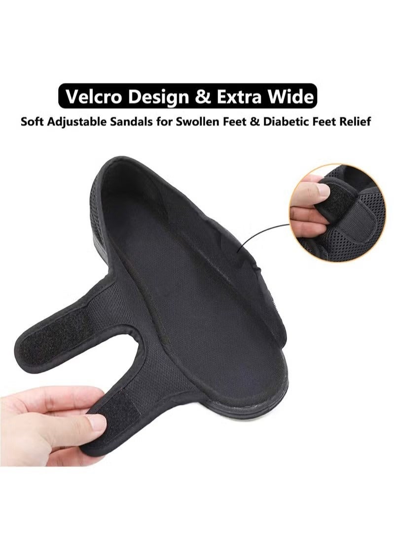 Noor Souq Diabetic Shoes, Extra Wide Width Open Toe Sandals, Adjustable Arthritis Edema Slippers for Elderly - Image 2