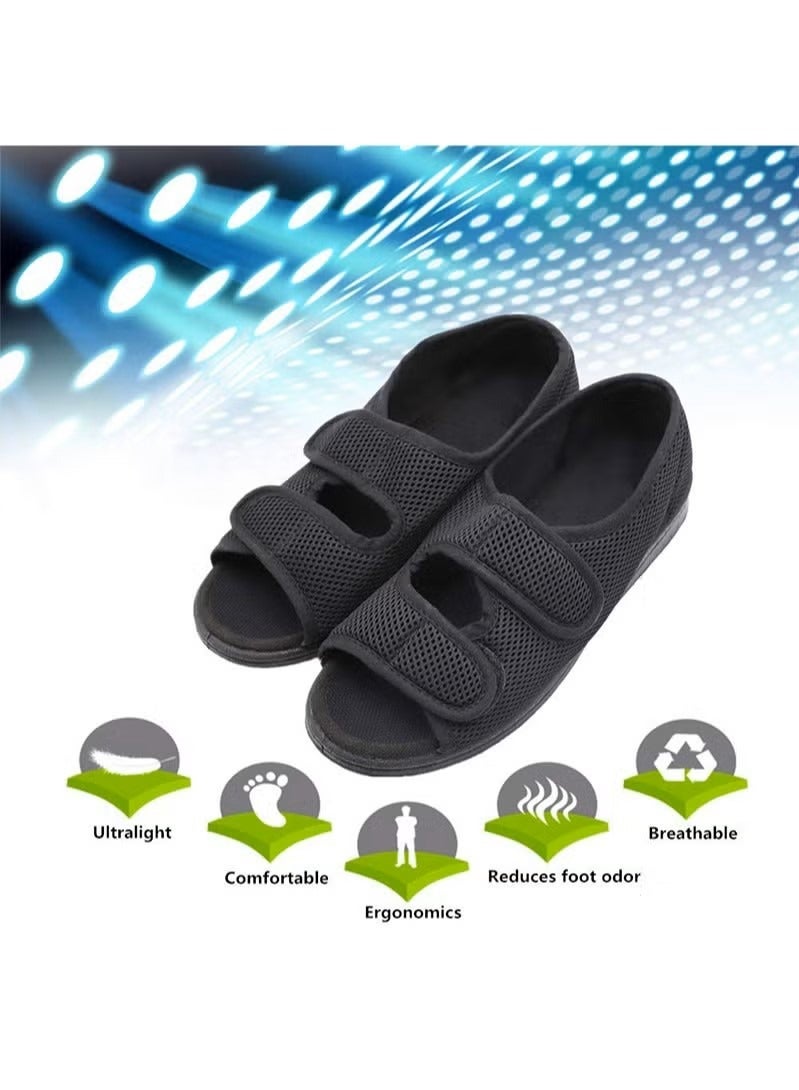 Noor Souq Diabetic Shoes, Extra Wide Width Open Toe Sandals, Adjustable Arthritis Edema Slippers for Elderly - Image 3