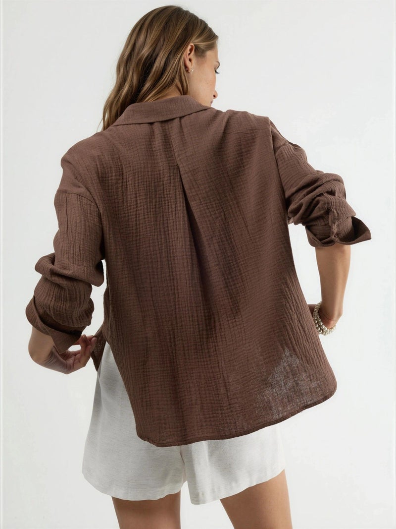 BUSEM Textured Woven Cotton Button-Up Shirt - Image 4