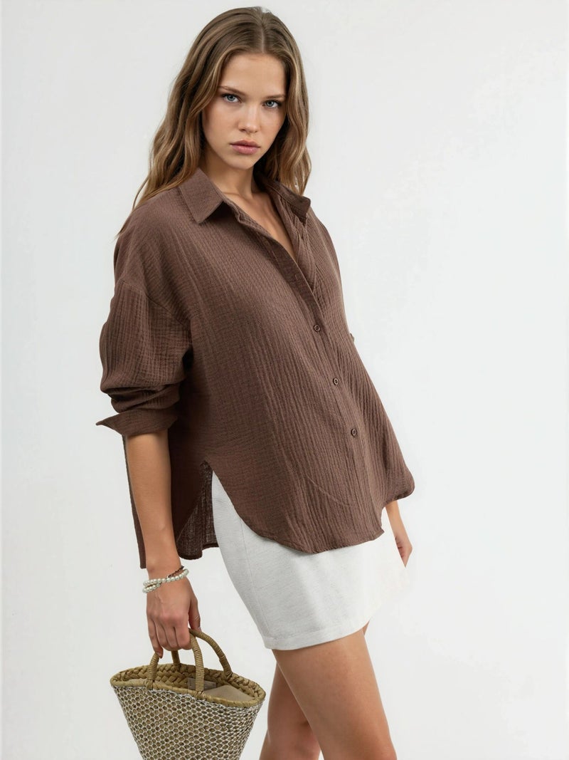 BUSEM Textured Woven Cotton Button-Up Shirt - Image 2