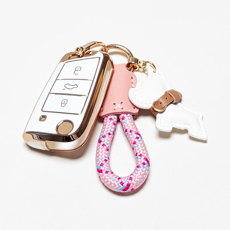 White 3 Piece Set Soft TPU Key Fob Covers For Volkswagen Flip Key Entry - Image 5