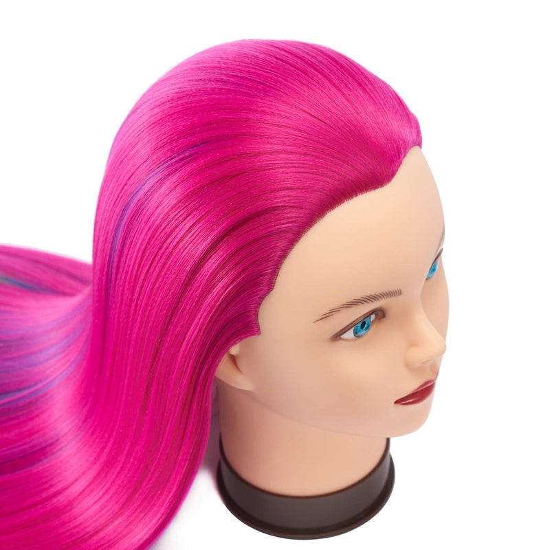 HEADFIX 26"-28" Long Hair Mannequin Synthetic Fiber Hairdresser Practice Styling Training Cosmetology Manikin Doll With Clamp (6F1919w0320) - Image 3