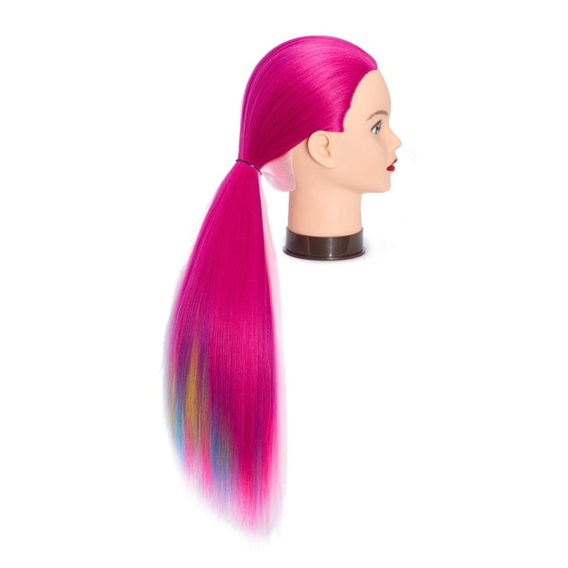 HEADFIX 26"-28" Long Hair Mannequin Synthetic Fiber Hairdresser Practice Styling Training Cosmetology Manikin Doll With Clamp (6F1919w0320) - Image 4