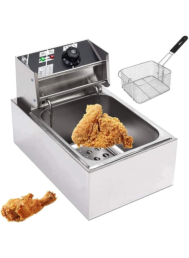 Raxoom Electric Deep Fryer, Frying Machine,Household Fryer,Stainless Steel Countertop Single Tank Deep Fryer w/Fryer Basket, for French Fries Fried Chicken Donuts and More(6L) - Image 1