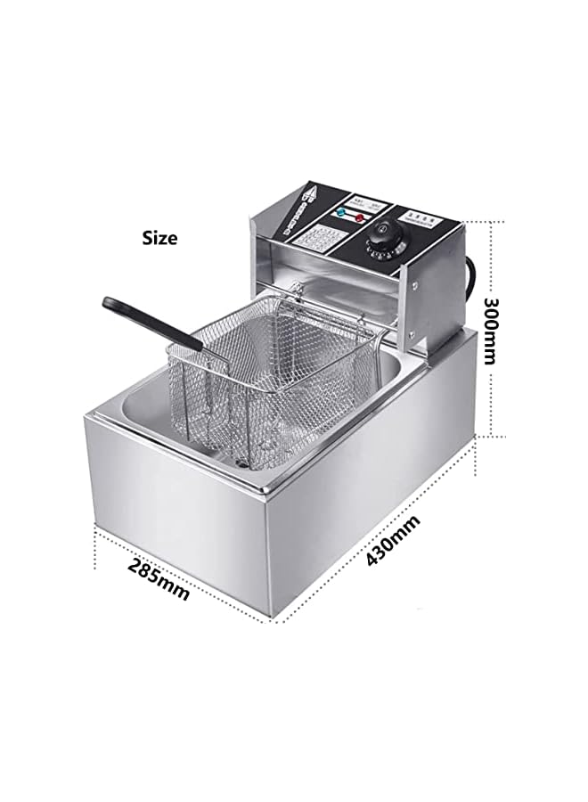 Raxoom Electric Deep Fryer, Frying Machine,Household Fryer,Stainless Steel Countertop Single Tank Deep Fryer w/Fryer Basket, for French Fries Fried Chicken Donuts and More(6L) - Image 2