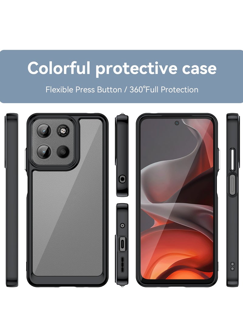 for Motorola G15 Case Cover, High Quality Hard Backplane Soft Border Pure and Bright Comfortable Feel Cell Phone Protective Case for Motorola G15, Black  - Image 2