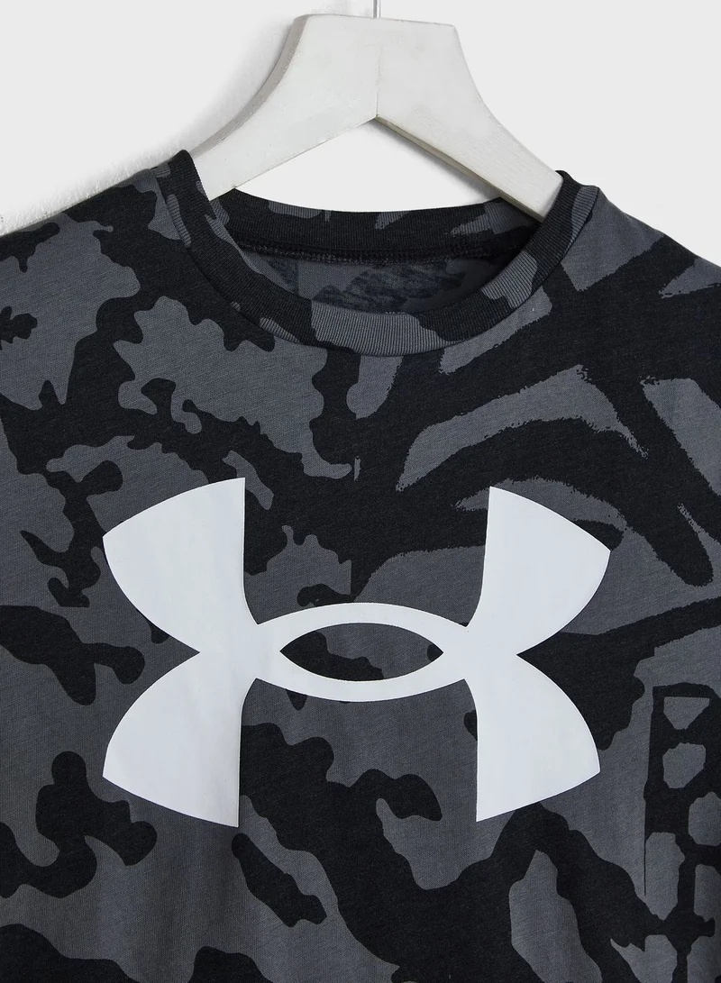 UNDER ARMOUR Youth Basketball Big Logo Printed T-Shirt