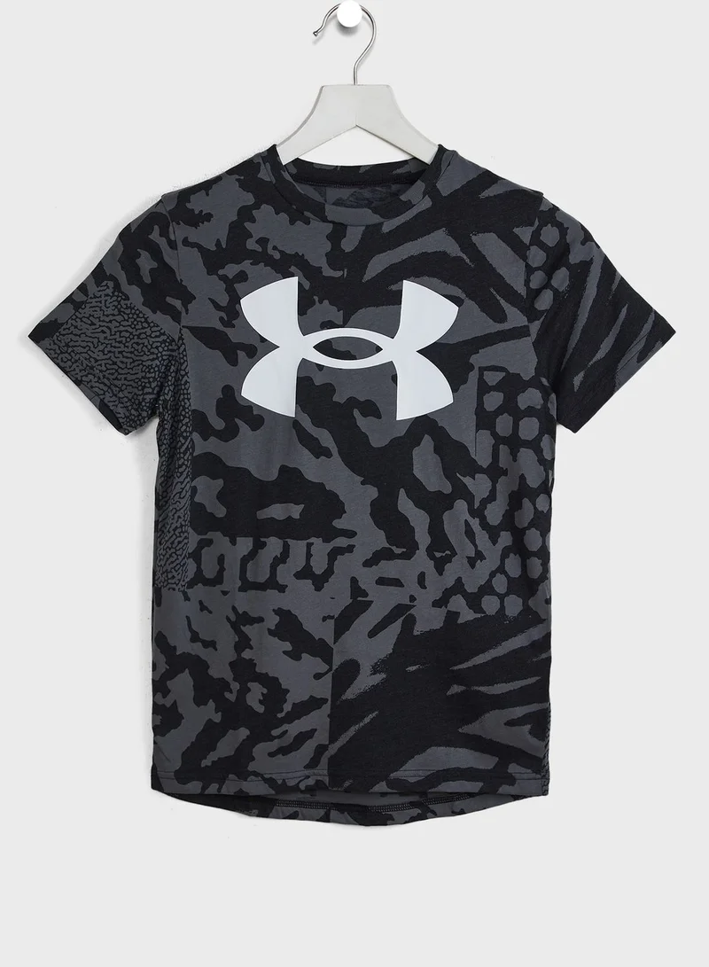 UNDER ARMOUR Youth Basketball Big Logo Printed T-Shirt