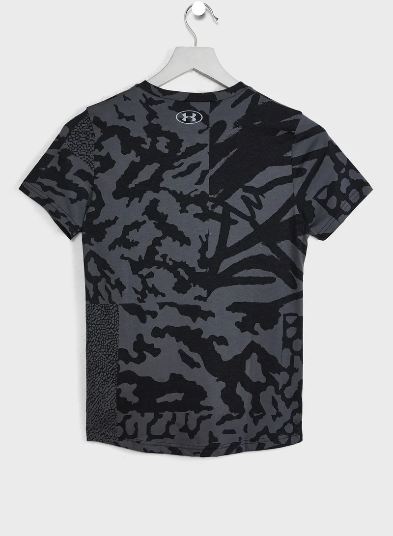 UNDER ARMOUR Youth Basketball Big Logo Printed T-Shirt