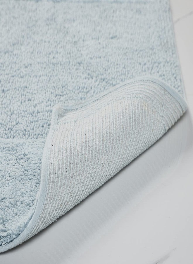Better Trends Bathroom Runner Rug 100% Cotton Non-Slip Washable Bath Mat, Soft & Absorbent Bath Rugs for Bath Room, Shower, Bathtub and Spa Floors 20" x 60" Blue Granada Collection - Image 5