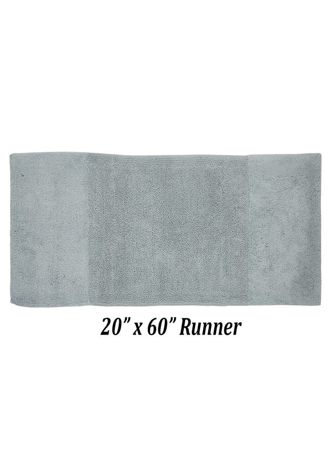 Better Trends Bathroom Runner Rug 100% Cotton Non-Slip Washable Bath Mat, Soft & Absorbent Bath Rugs for Bath Room, Shower, Bathtub and Spa Floors 20" x 60" Blue Granada Collection - Image 2