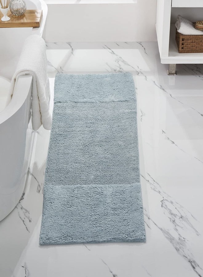 Better Trends Bathroom Runner Rug 100% Cotton Non-Slip Washable Bath Mat, Soft & Absorbent Bath Rugs for Bath Room, Shower, Bathtub and Spa Floors 20" x 60" Blue Granada Collection - Image 1