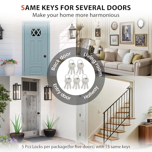 Haidms 5 Packs Oil Rubbed Bronze Door Knob with Lock and Key, Keyed Alike, Exterior Door Knobs - Image 4