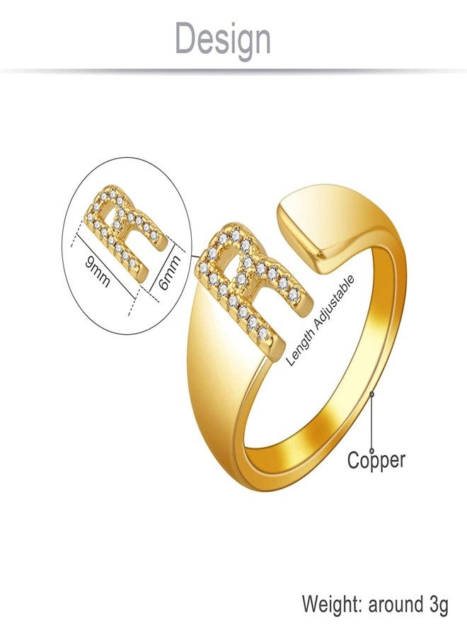 Zivom® Gold Cubic Zirconia Initial Alphabets Letter R Band Ring For Women - Image 2
