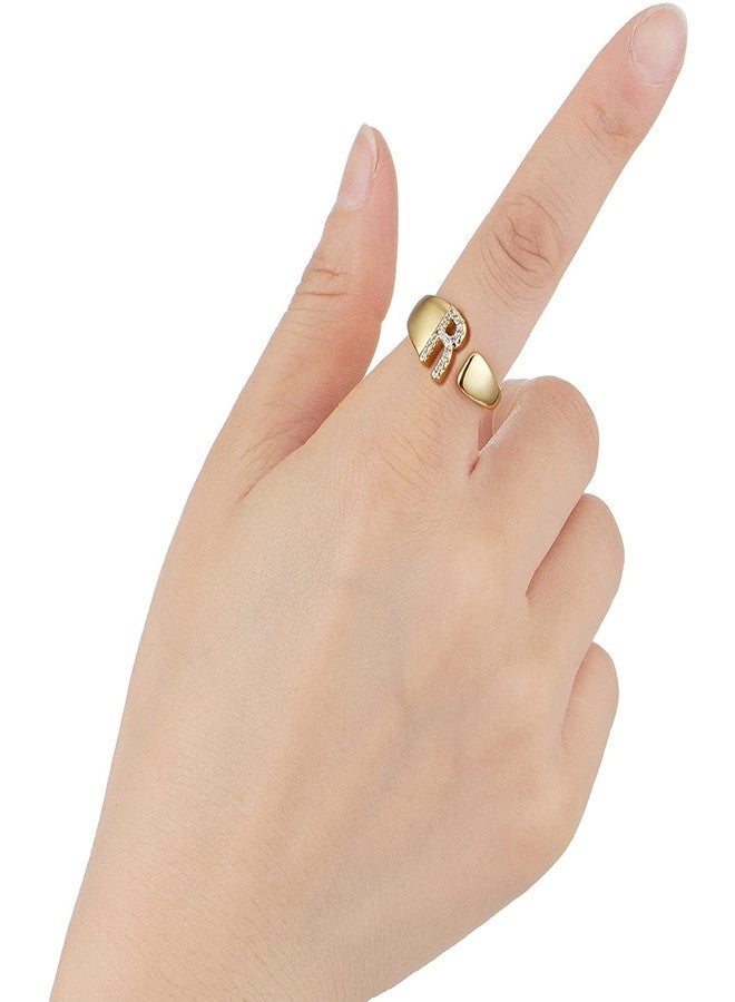 Zivom® Gold Cubic Zirconia Initial Alphabets Letter R Band Ring For Women - Image 3