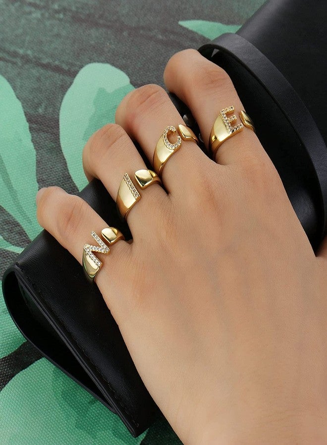 Zivom® Gold Cubic Zirconia Initial Alphabets Letter R Band Ring For Women - Image 5