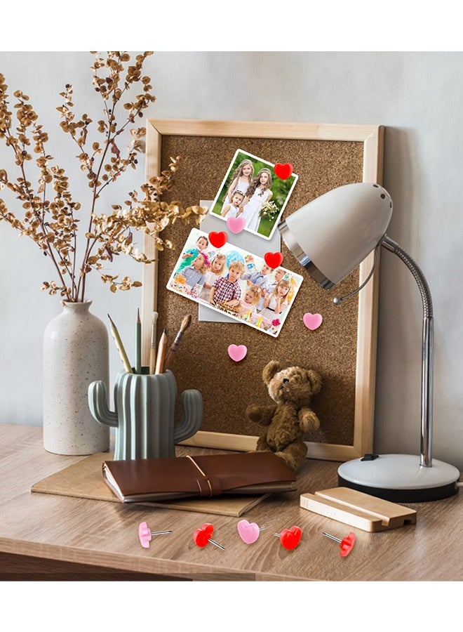 100Pcs Push Pins 0.49 Inch Plastic Pushpins Pink & Red Push Pins Heart Shaped Cute Thumb Tacks Decorative forNotice Board Bulletin Boards Signs Map Location Pins Home School Office - Image 4