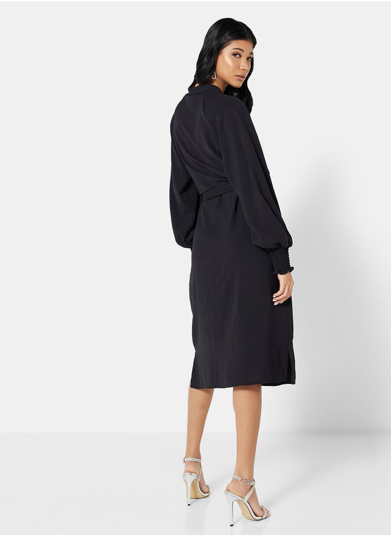 VERO MODA - Belted Midi Shirt Dress - Image 1