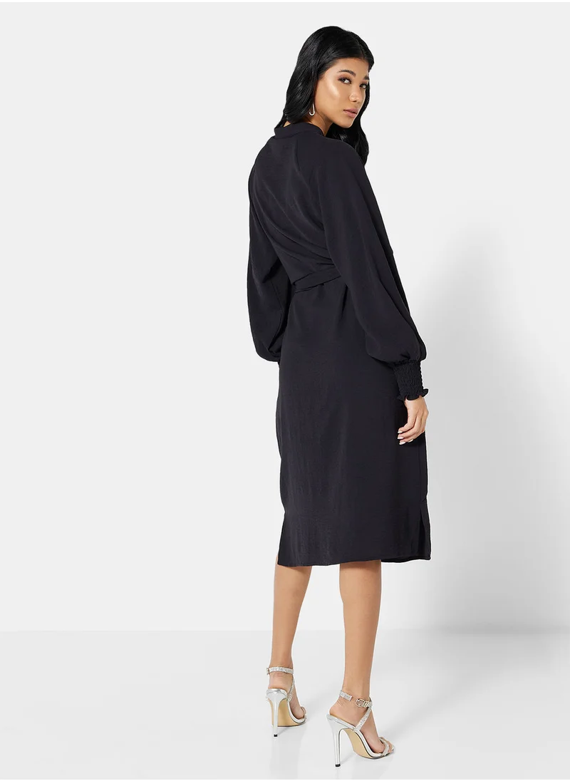 VERO MODA Belted Midi Shirt Dress