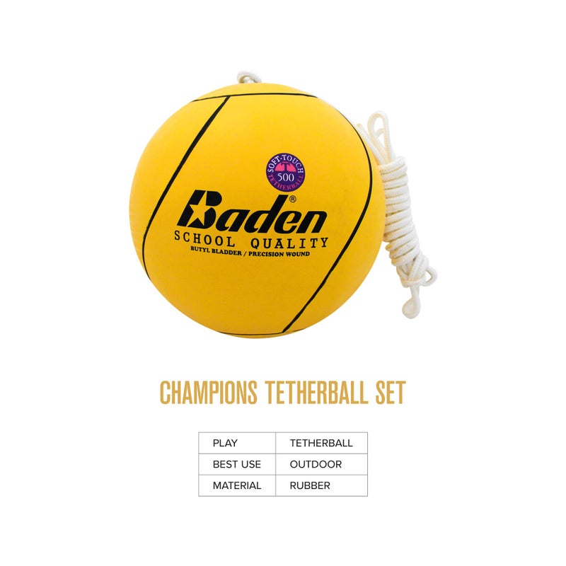 Baden School Quality Tetherball Set | Soft-Touch Tetherball Ball with Durable Rope | Ideal for Schoolyards and Playgrounds - Image 3