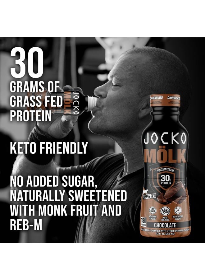 Jocko Fuel Jocko Mölk 30g Grass Fed Protein Shakes – No Added Sugar Protein Drinks KETO Friendly - Ready to Drink 12 FL Oz (Pack of 12) Chocolate - Image 2