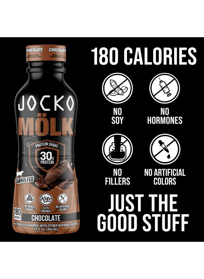 Jocko Fuel Jocko Mölk 30g Grass Fed Protein Shakes – No Added Sugar Protein Drinks KETO Friendly - Ready to Drink 12 FL Oz (Pack of 12) Chocolate - Image 3