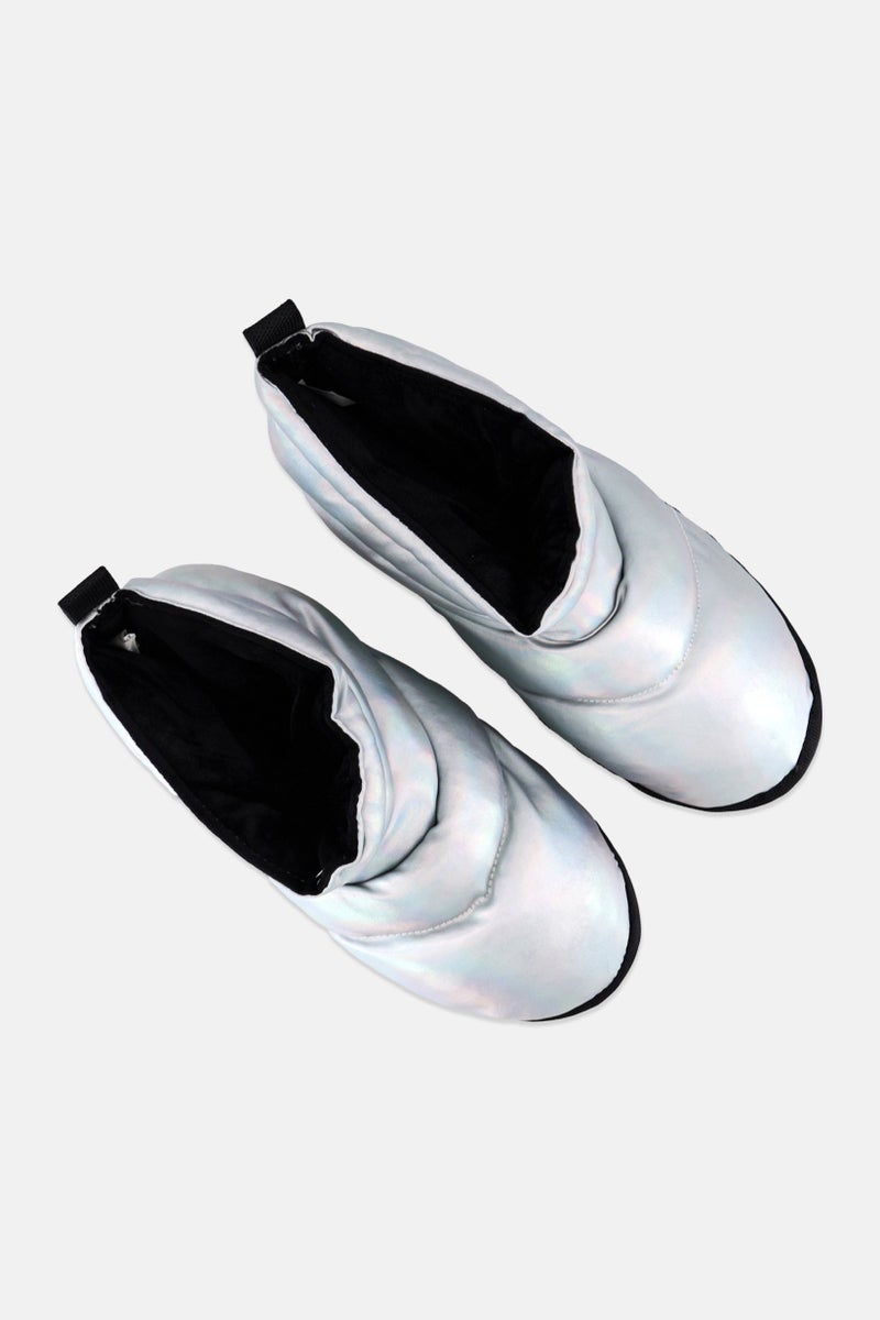 Capezio Kids Boy Slip On Quilted Boots, Metallic Silver Metallic  - Image 4