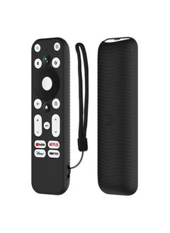 Syosi Silicone Case For Onn Tv Remote Remote Case Compatible With Android Tv 4K And Onn Tv Anti-Slip Shock Proof Soft Remote Cover Case With Lanyard Black