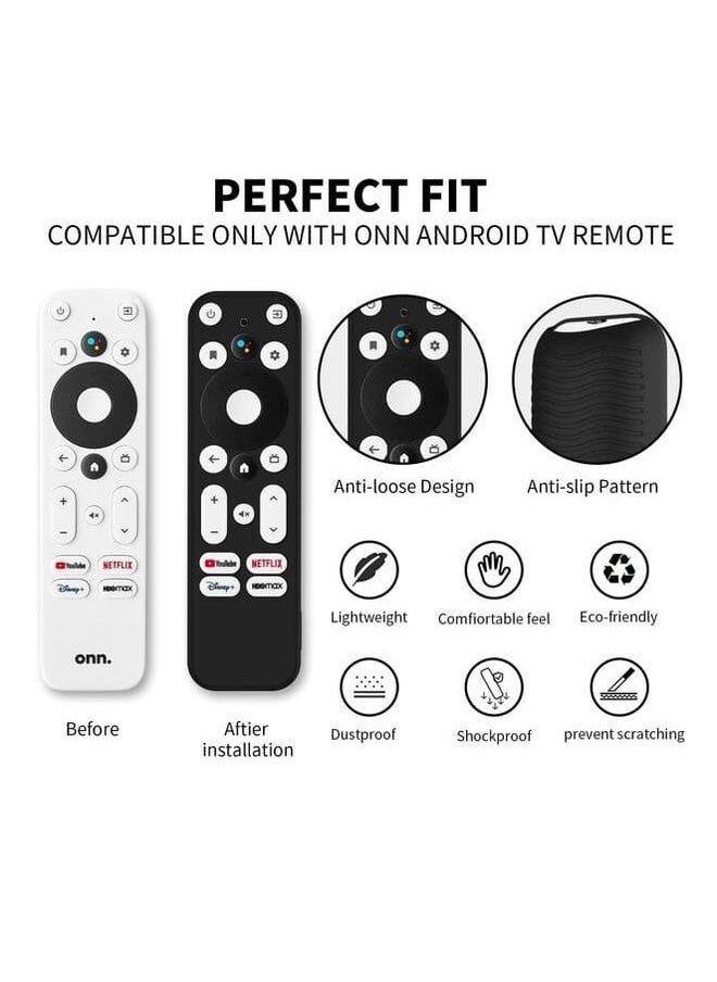 Zaboon - Syosi Silicone Case For Onn Tv Remote Remote Case Compatible With Android Tv 4K And Onn Tv Anti-Slip Shock Proof Soft Remote Cover Case With Lanyard Black - Image 1