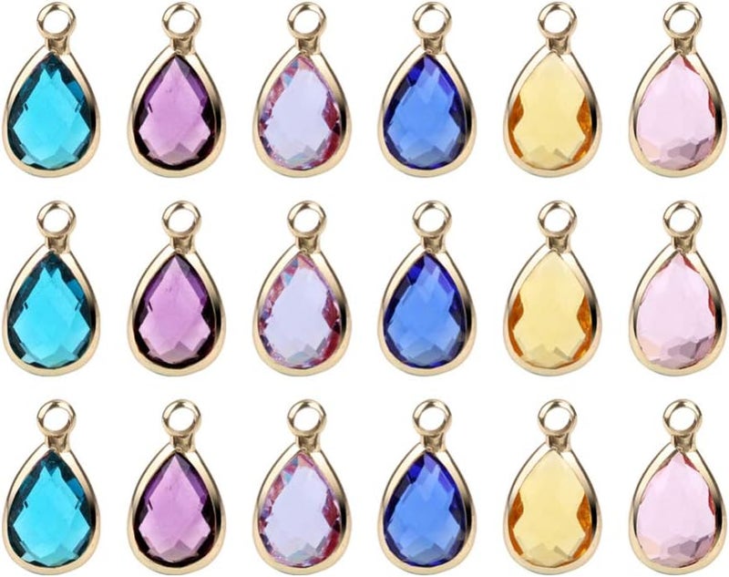 comfrt 30PCS Birthstone Charms Crystal Beads Pendants Rhinestone Teardrop Charms for DIY Craft Necklace Bracelet Earring Jewelry Making Findings Accessory - Image 1