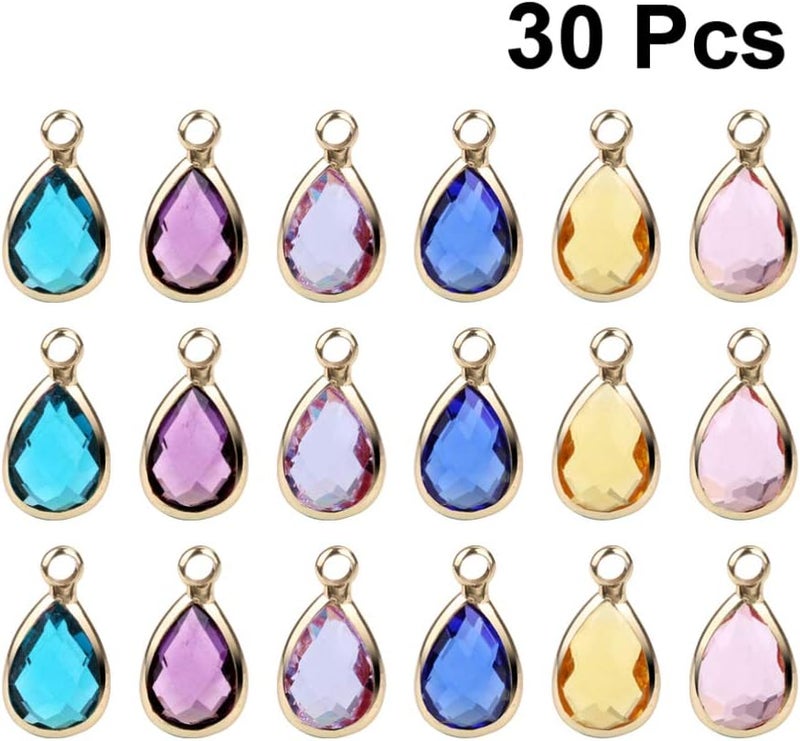 comfrt 30PCS Birthstone Charms Crystal Beads Pendants Rhinestone Teardrop Charms for DIY Craft Necklace Bracelet Earring Jewelry Making Findings Accessory - Image 2