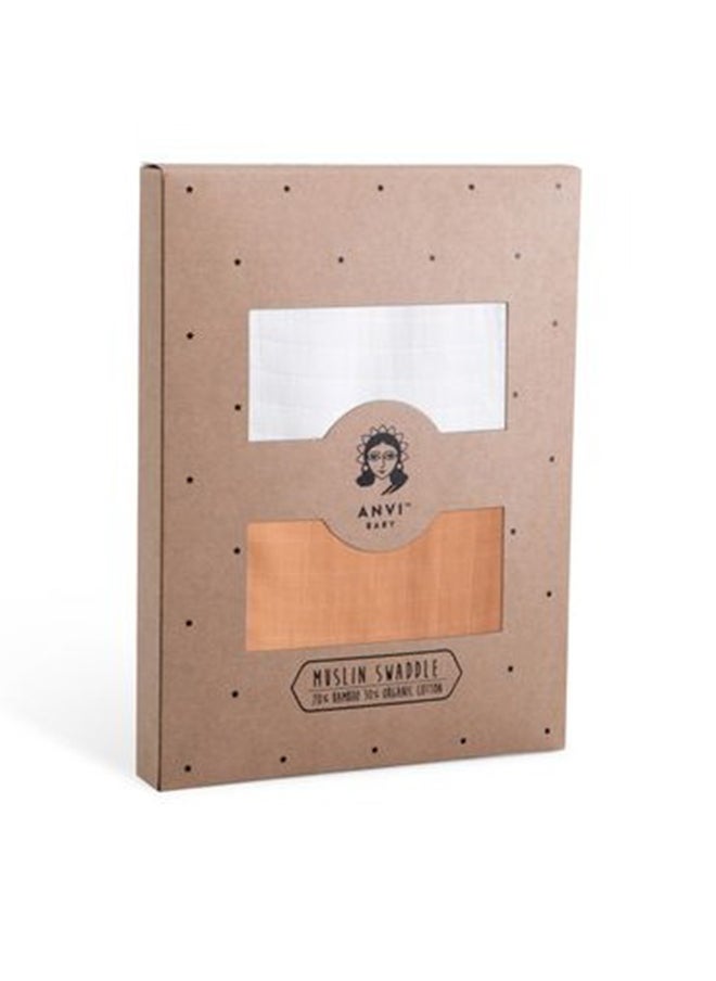 Anvi Baby Organic Bamboo Muslin Swaddle Wrap- Set of 2 Sun Beam  - Image 2
