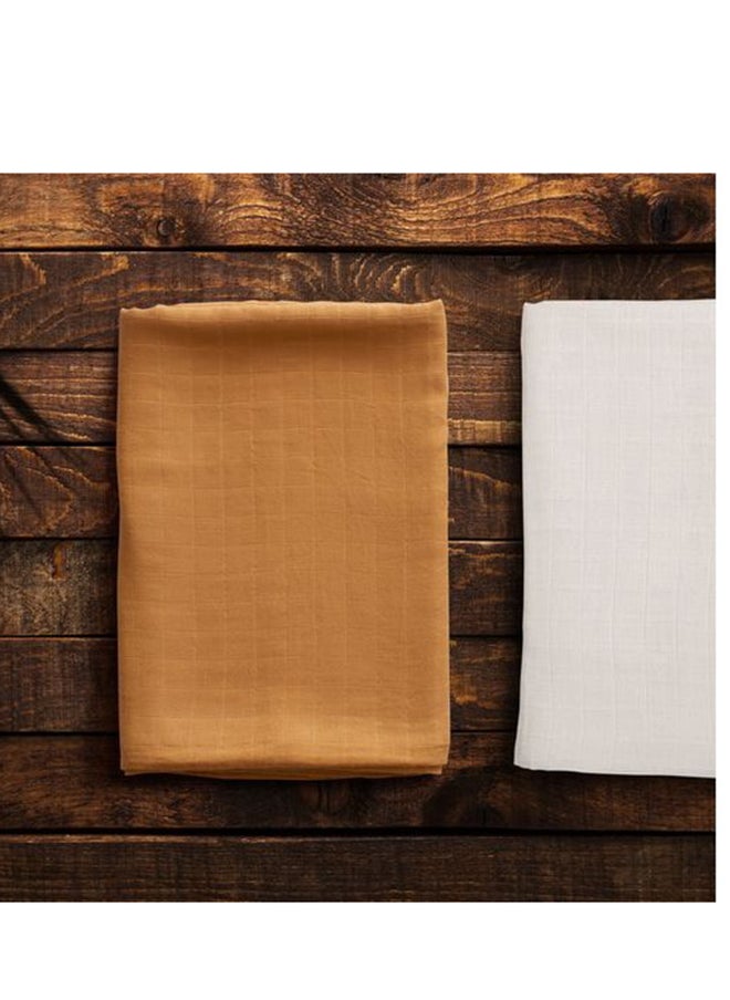 Anvi Baby Organic Bamboo Muslin Swaddle Wrap- Set of 2 Sun Beam  - Image 4