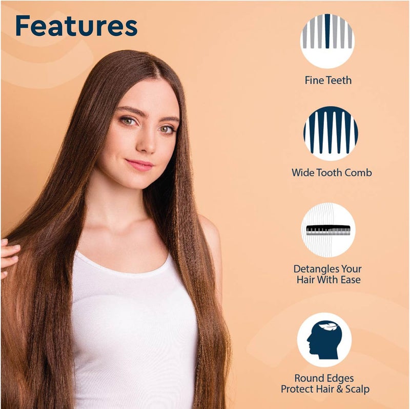 GUBB Hook Hair Comb |Durable, Easy-to-Store Styling Comb - Santorini Hues | Pack of 2 - Image 2