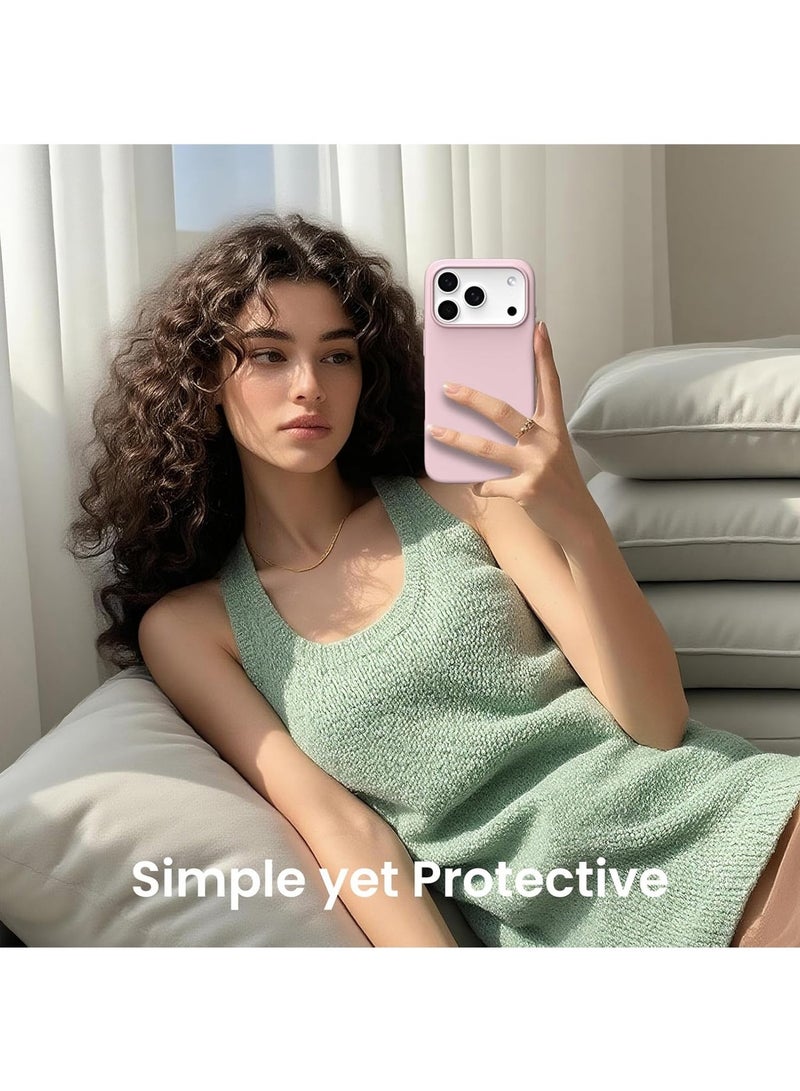 Rock Pow Compatible iPhone 17 Pro Max Case 6.9 Inch, Ultra-Thin Liquid Silicone 3-Layer Full Coverage Softgel Rubber Shockproof Protective Phone Case with Scratch-Resistant Microfiber Lining - Chalk  Pink - Image 5