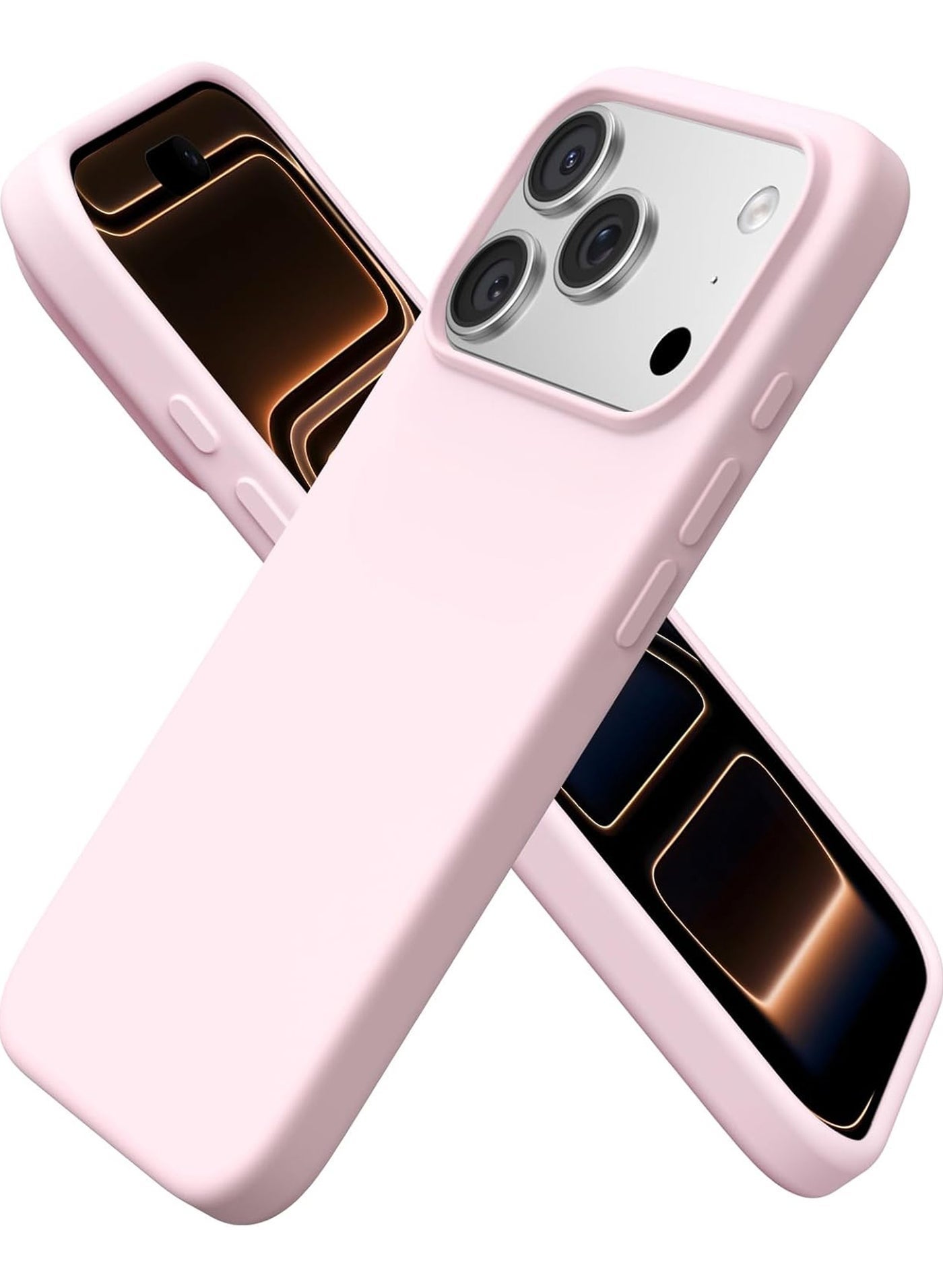 Compatible iPhone 17 Pro Max Case 6.9 Inch, Ultra-Thin Liquid Silicone 3-Layer Full Coverage Softgel Rubber Shockproof Protective Phone Case with Scratch-Resistant Microfiber Lining - Chalk Pink
