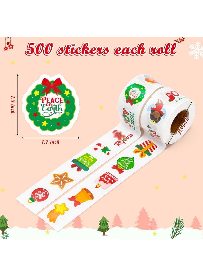 Haooryx 1000Pcs Religious Christmas Sticker Rolls, 16 Designs Cartoon Christmas Theme Candy Canes Sticker Decals Cute Educational Christian Sticker For Kids Sunday School Vbs Supplies - Image 3
